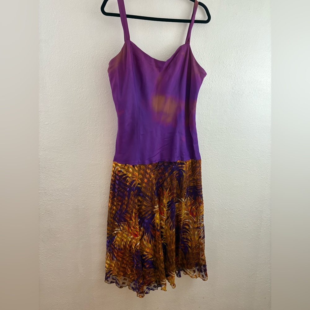 Ann Hobbs For Cattiva purple Drop Waist Dress Circa 1980s. Size 18